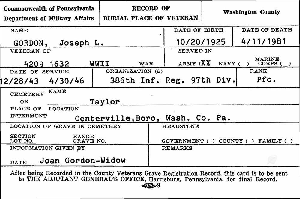 veteran burial